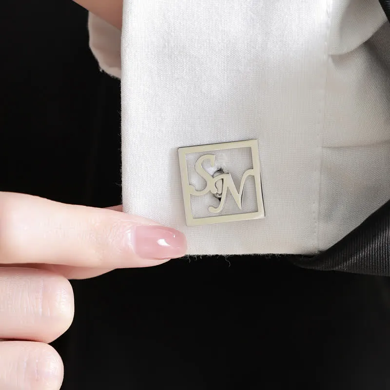 1 Pair Square Custom Letter Hollow Suit Cufflinks sold by FloralTrip product image thumbnail 5