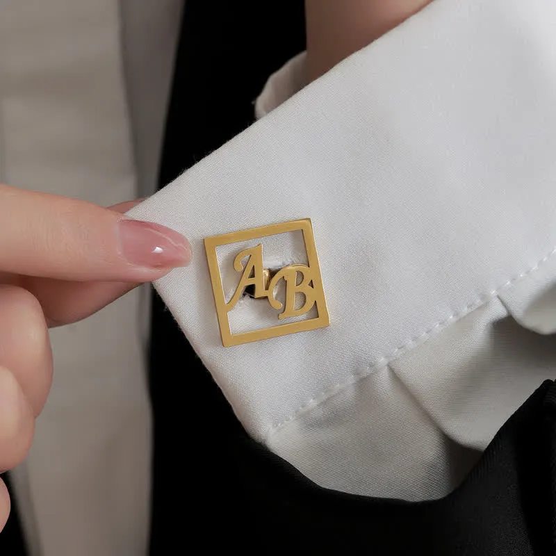 1 Pair Square Custom Letter Hollow Suit Cufflinks sold by FloralTrip