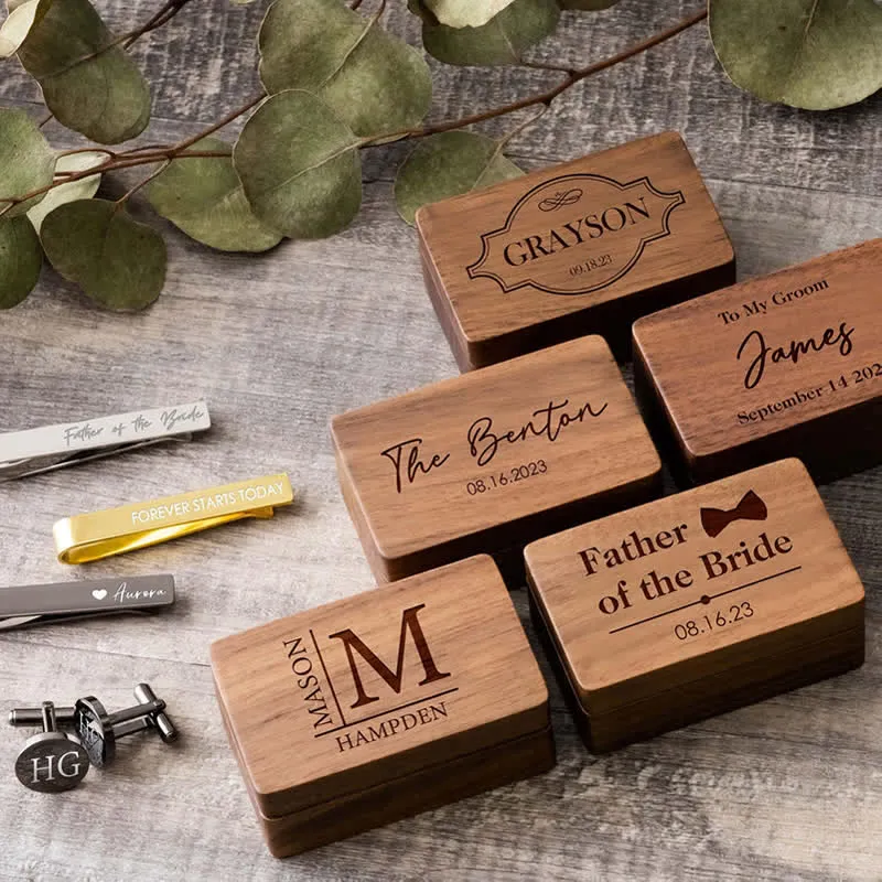 1 Pair Custom Name Metal Cufflinks & Tie Clip Set sold by FloralTrip
