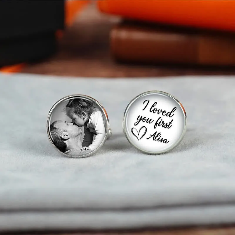 1 Pair Custom Photo & Name Round Shape Suit Cufflinks sold by FloralTrip