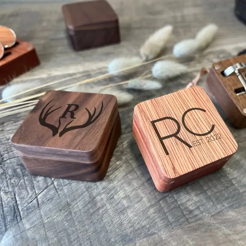 1 Pair Classic Custom Name Wooden Cufflinks with Box sold by FloralTrip product image thumbnail 2