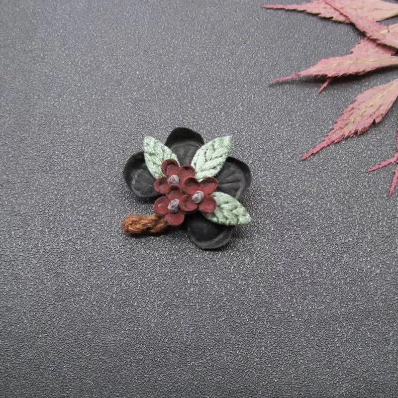 Red Daisy Wedding Original Design Flower Cloth Brooch sold by FloralTrip product image thumbnail 2