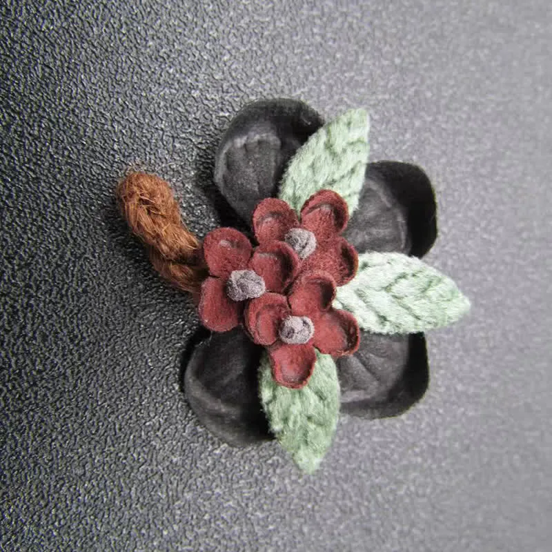 Red Daisy Wedding Original Design Flower Cloth Brooch sold by FloralTrip product image thumbnail 3