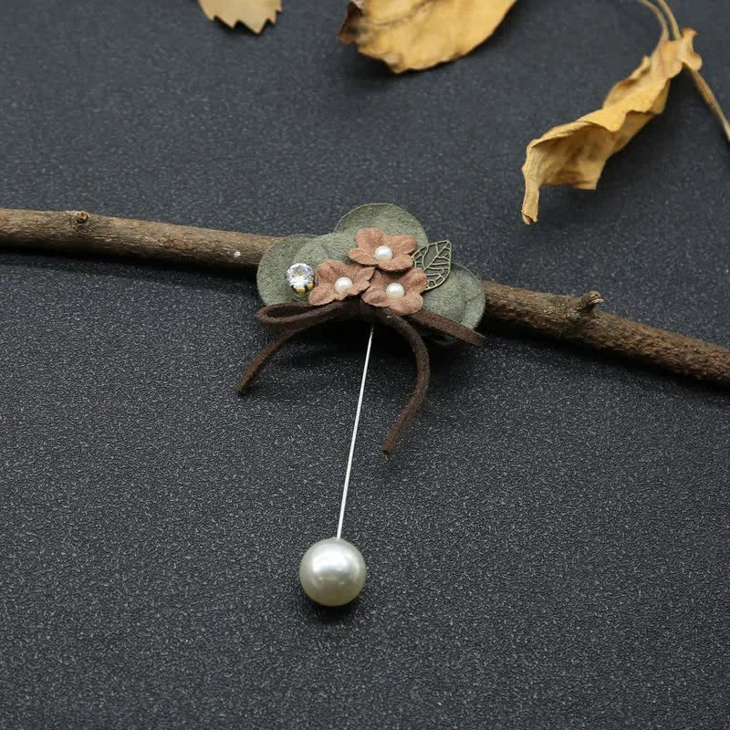 Dark Green Wedding Original Design Flower Cloth Brooch Lapel Pin sold by FloralTrip