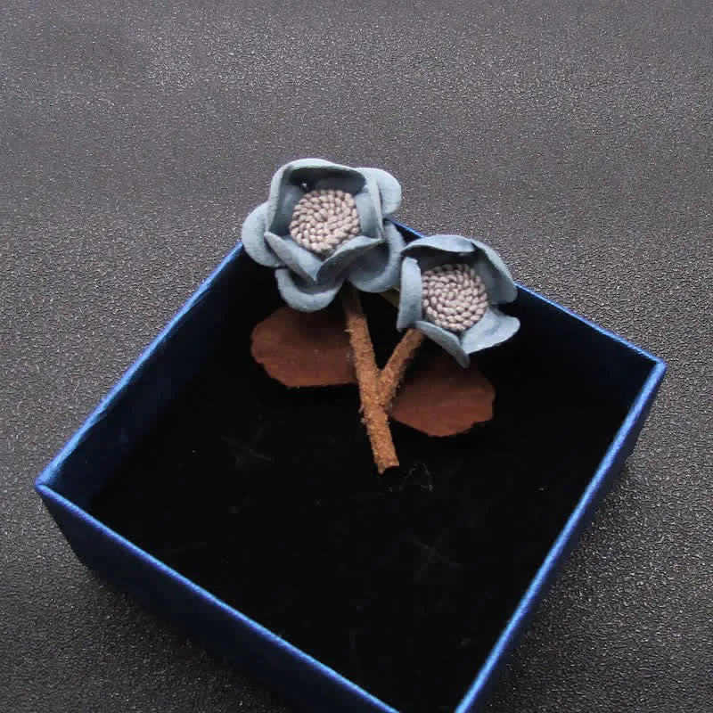 Pale Blue Wedding Original Design Double Flowers Cloth Brooch sold by FloralTrip product image thumbnail 4