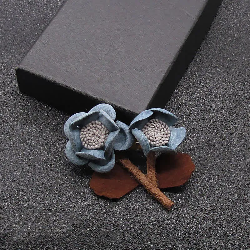 Pale Blue Wedding Original Design Double Flowers Cloth Brooch sold by FloralTrip product image thumbnail 3