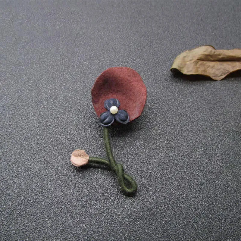 Burgundy & Blue Wedding Original Design Flower Cloth Brooch sold by FloralTrip