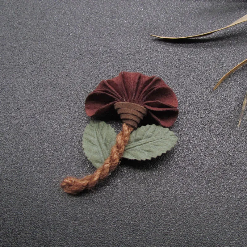Wedding Burgundy Crinkled Flower Original Design Cloth Brooch sold by FloralTrip