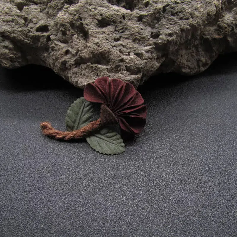 Wedding Burgundy Crinkled Flower Original Design Cloth Brooch sold by FloralTrip product image thumbnail 3