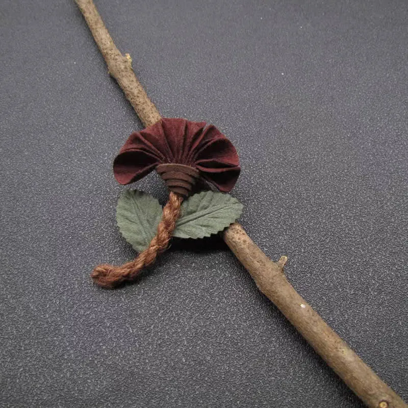 Wedding Burgundy Crinkled Flower Original Design Cloth Brooch sold by FloralTrip product image thumbnail 2