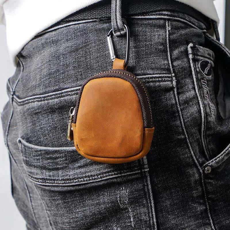 Keychain Zipper Shell Coin Genuine Leather Bag sold by FloralTrip