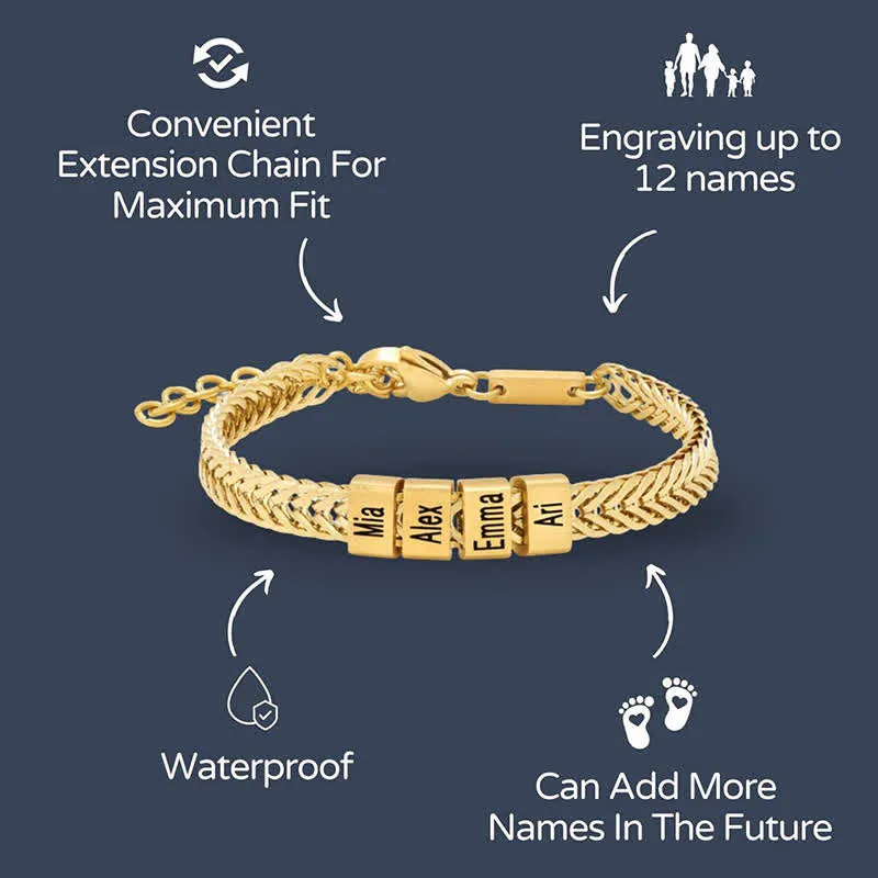 Custom Bead Family Name Daddy Stainless Steel Bracelet sold by FloralTrip product image thumbnail 3