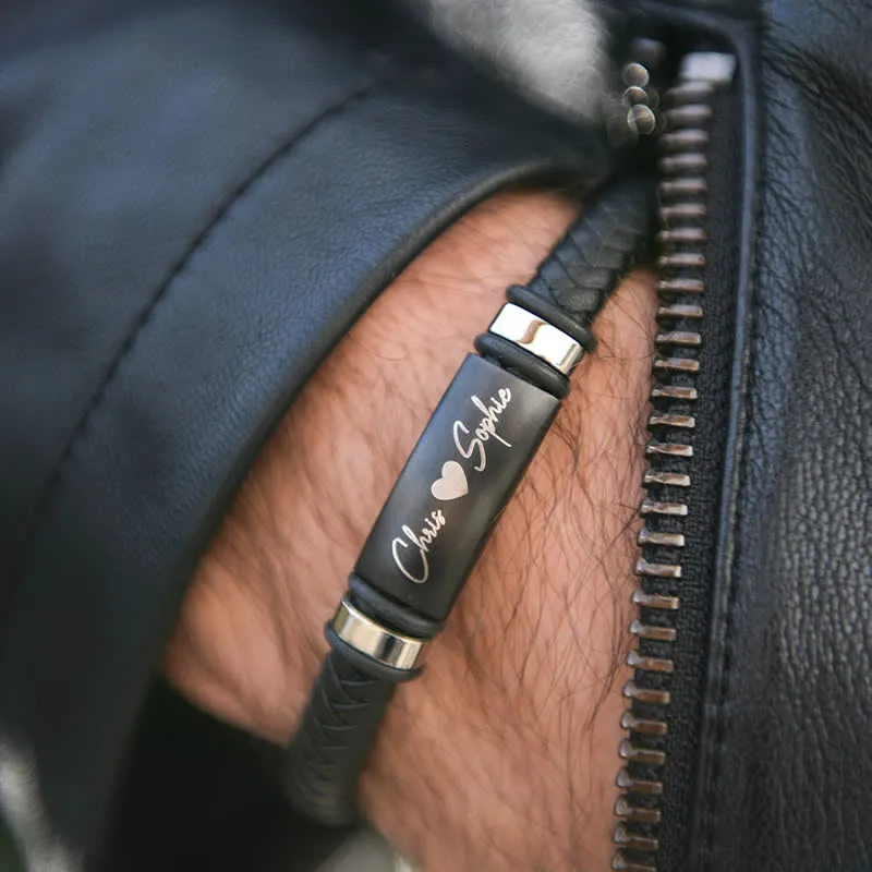 Anniversary Gift Idea Custom Name PU Leather Bracelet sold by FloralTrip product image thumbnail 5