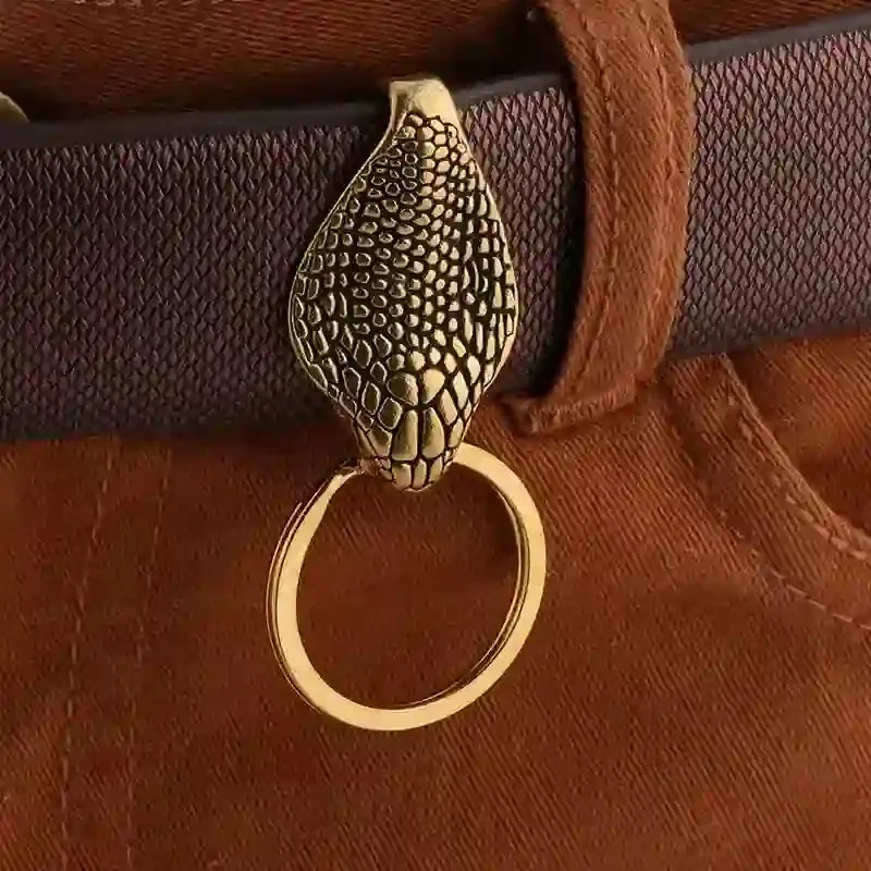 Solid Brass Snake Head Statue Belt Clip Keychain sold by FloralTrip