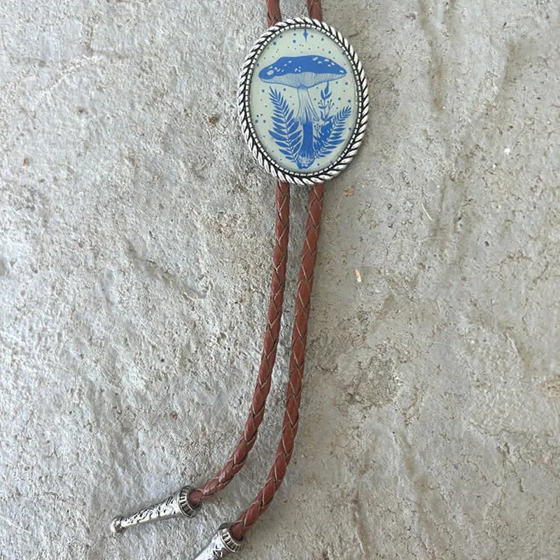 Blue Magical Mushroom Braided Leather Bolo Tie sold by FloralTrip