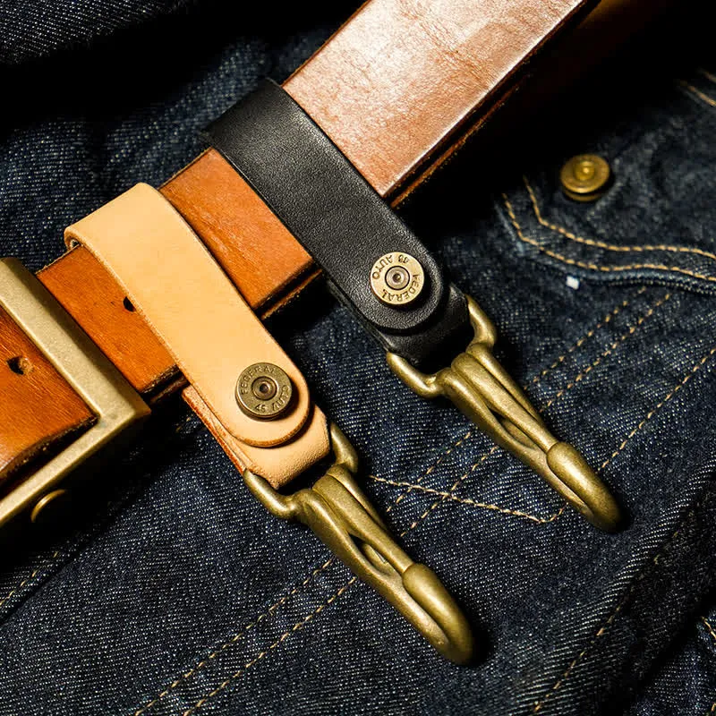 Waist Hanging Retro Genuine Leather Belt Loop Keychain sold by FloralTrip
