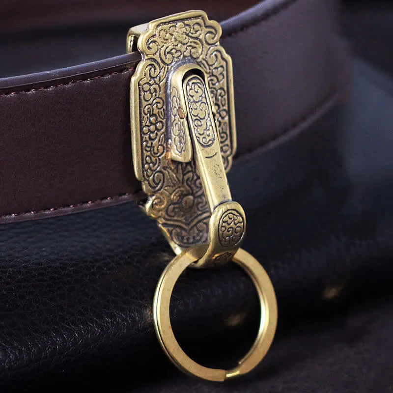 Vintage Pattern Solid Brass Buckle Hook Belt Clip Keychain sold by FloralTrip