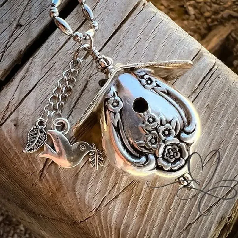 Tiny Birdhouse Silver Plated Necklace sold by FloralTrip