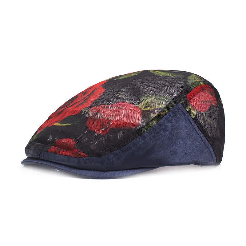 Women's Stylish Flower Pattern Hollowed-out Mesh Beret Hat sold by FloralTrip