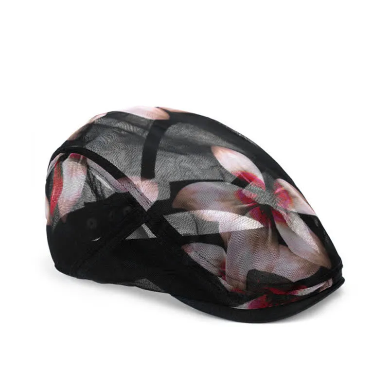 Women's Stylish Flower Pattern Hollowed-out Mesh Beret Hat sold by FloralTrip product image thumbnail 3