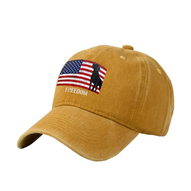 American Flag Dogs & Freedom Embroidered Adjustable Baseball Cap sold by FloralTrip product image thumbnail 5