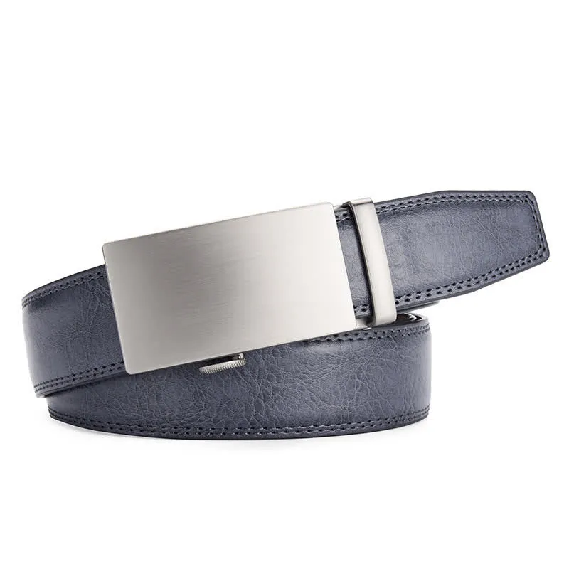 Matte Blank Automatic Buckle Crack Pattern Leather Belt sold by FloralTrip