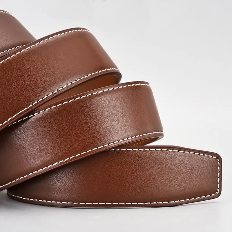 Simple Brown Business Gentleman Automatic Buckle Leather Belt sold by FloralTrip product image thumbnail 4