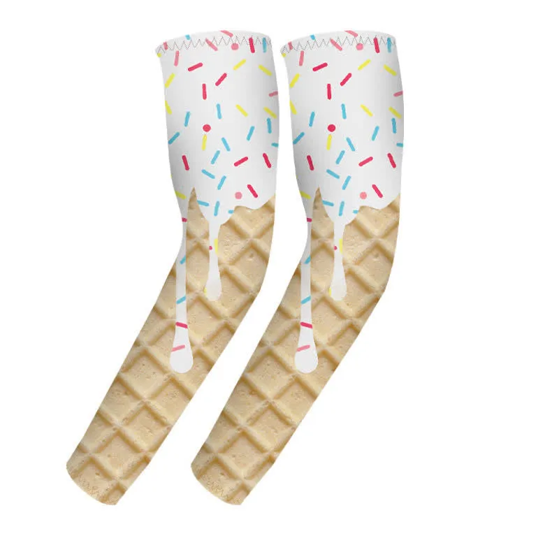 1 Pair White Ice Cream Sun Protection Elastic Arm Sleeves sold by FloralTrip product image thumbnail 2