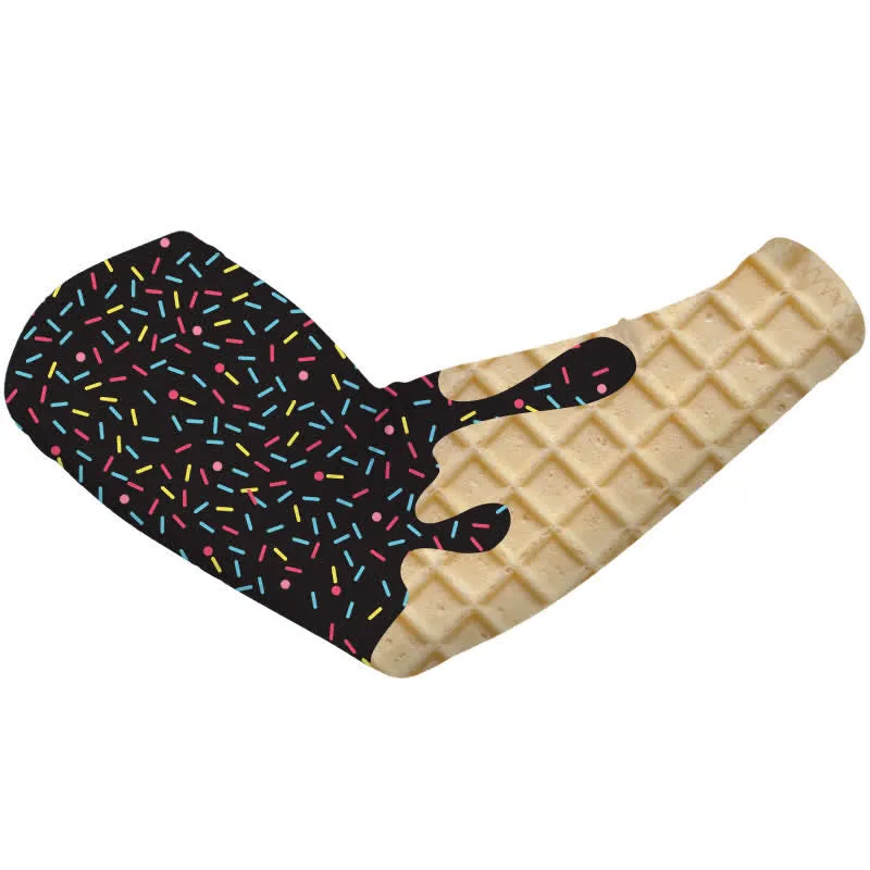1 Pair Black Ice Cream Sun Protection Elastic Arm Sleeves sold by FloralTrip