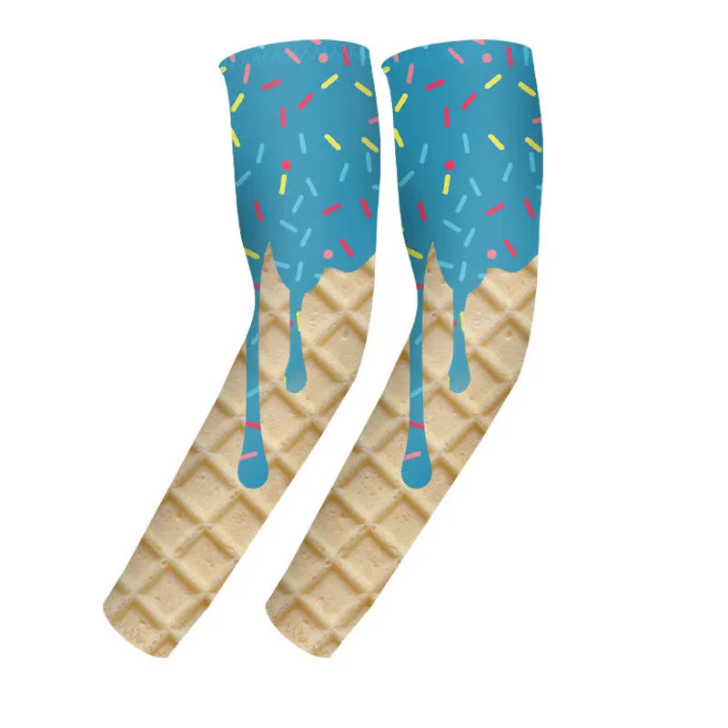 1 Pair Blue Ice Cream Sun Protection Elastic Arm Sleeves sold by FloralTrip product image thumbnail 2