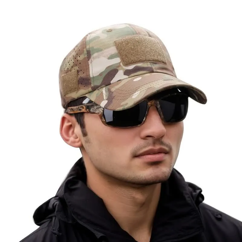 Velcro Glasses Hole Breathable Camouflage Baseball Cap sold by FloralTrip