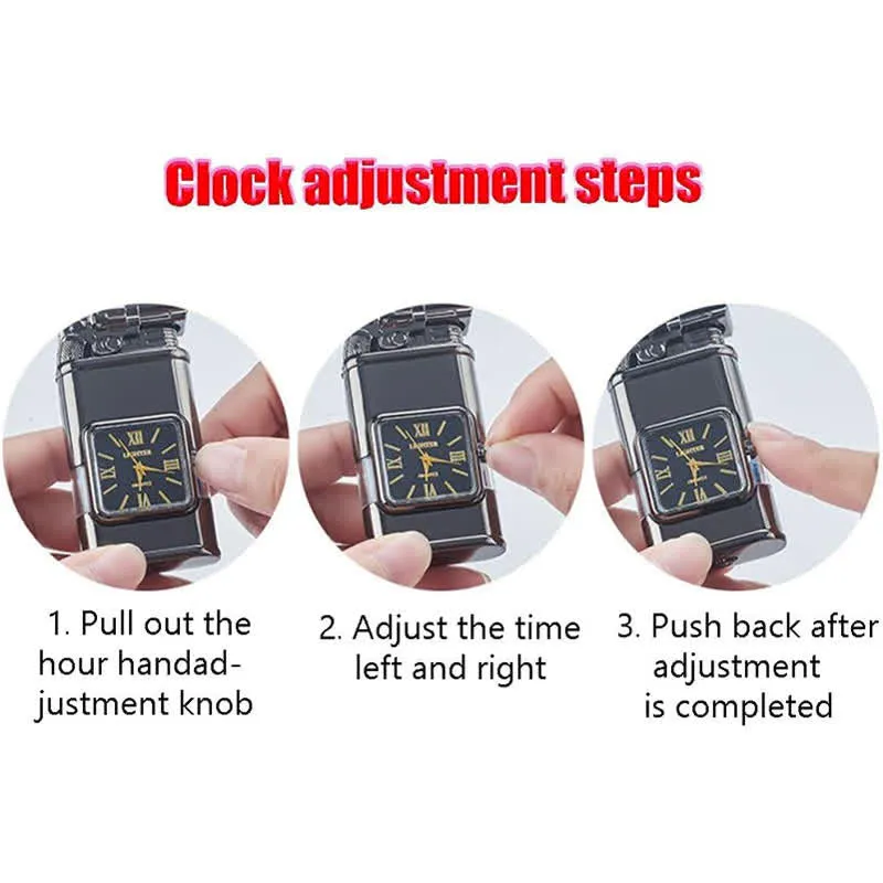 Guns Design Refillable Double Flame Butane Lighter With Clock sold by FloralTrip product image thumbnail 4