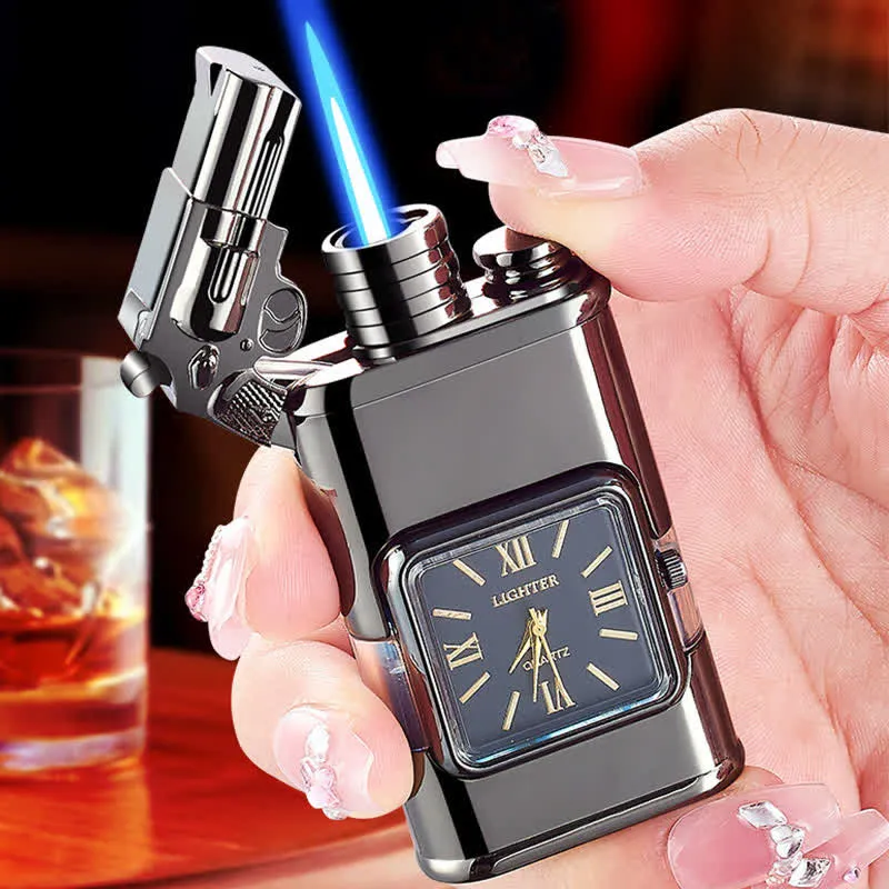 Guns Design Refillable Double Flame Butane Lighter With Clock sold by FloralTrip product image thumbnail 2