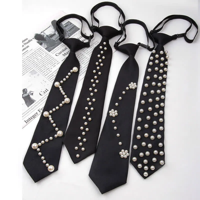 Elegant Artificial Pearls Studded Creative Necktie sold by FloralTrip