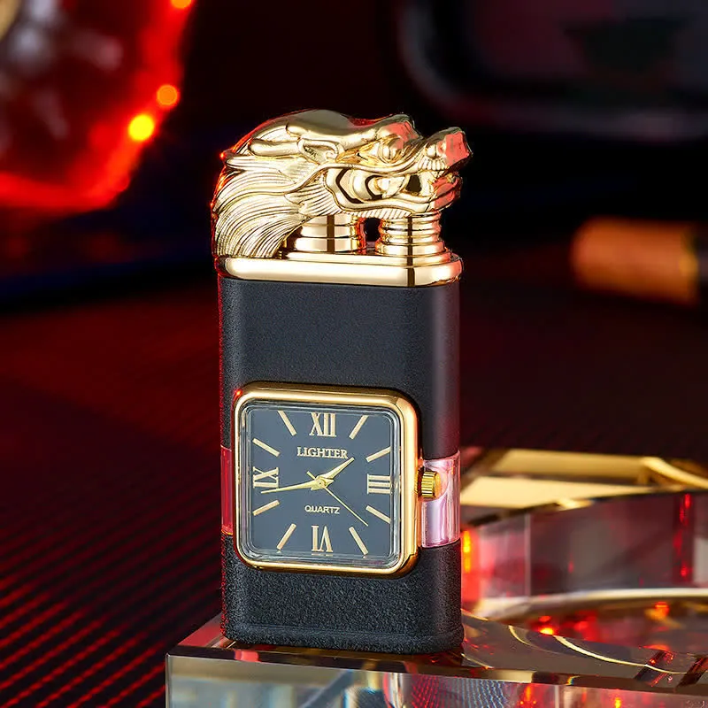Dragon Design Refillable Double Flame Butane Lighter With Clock sold by FloralTrip product image thumbnail 2