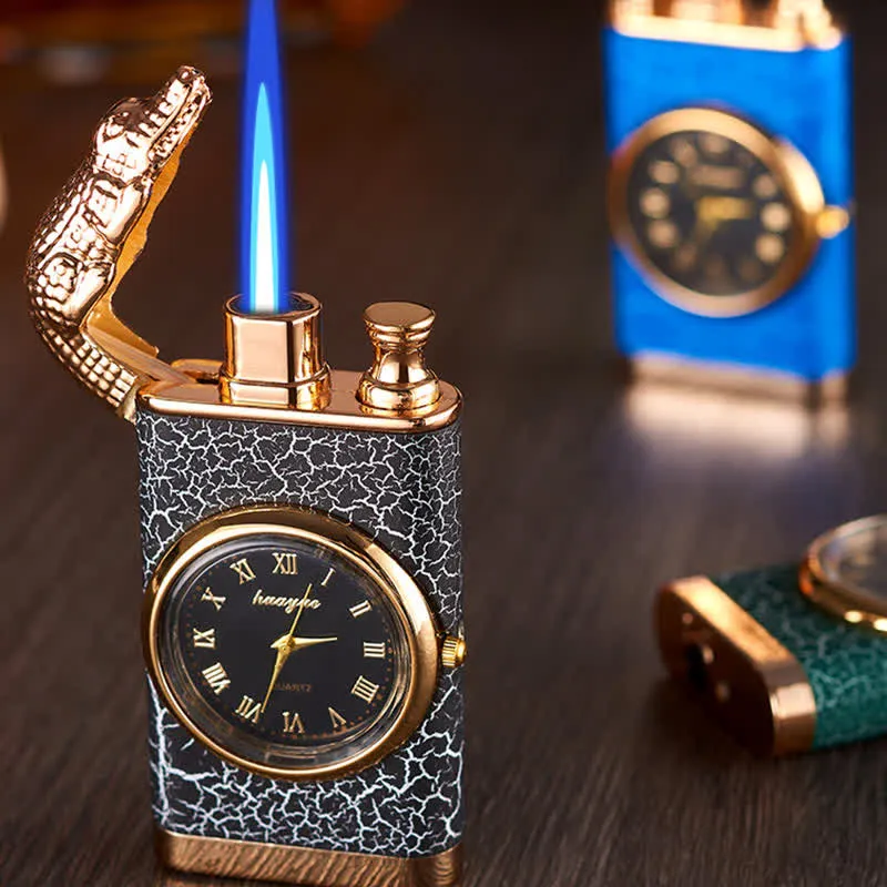 Alligato Design Refillable Double Flame Butane Lighter With Clock sold by FloralTrip product image thumbnail 4