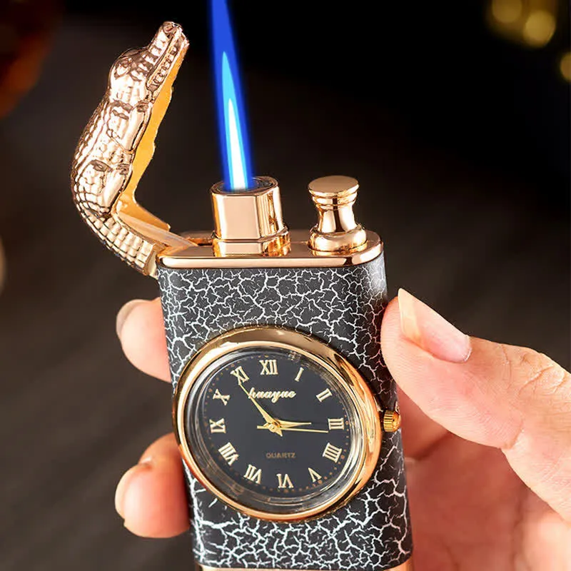 Alligato Design Refillable Double Flame Butane Lighter With Clock sold by FloralTrip product image thumbnail 2
