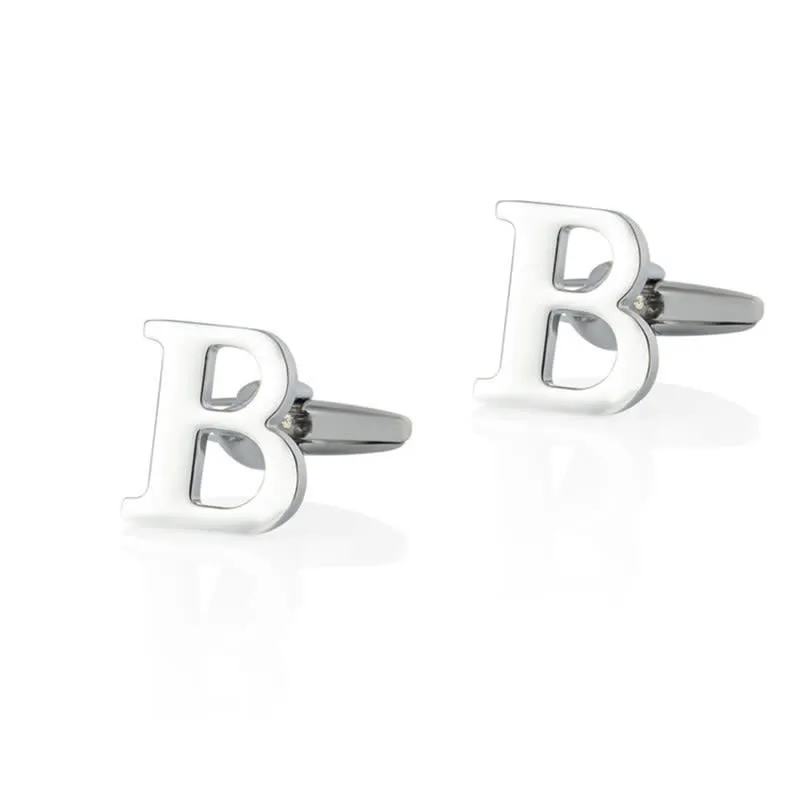 1 Pair Men's Silver Plated Initial Letter 26 Alphabet Cufflinks sold by FloralTrip product image thumbnail 3