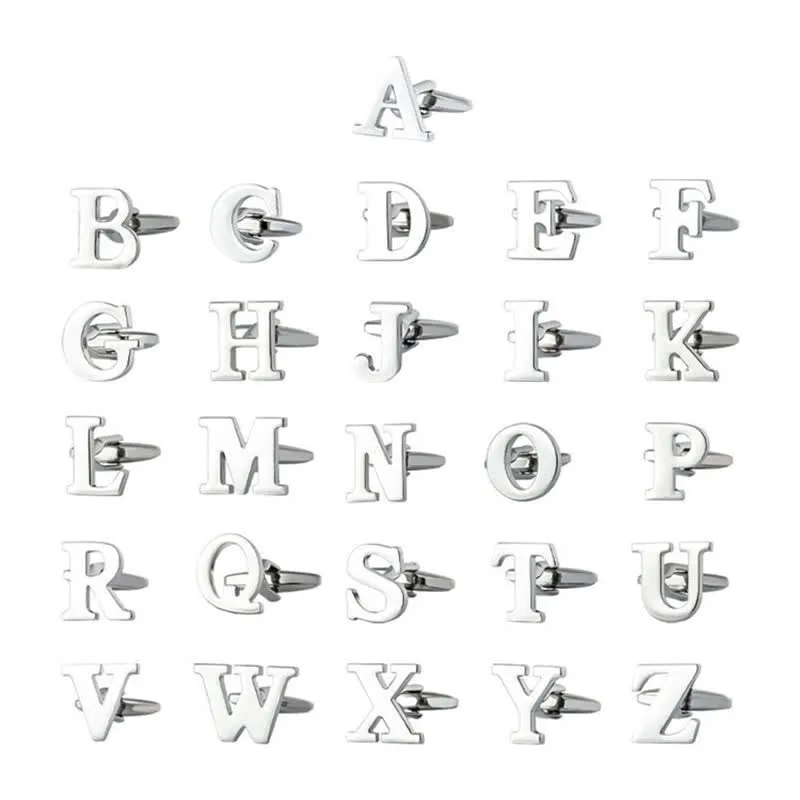 1 Pair Men's Silver Plated Initial Letter 26 Alphabet Cufflinks sold by FloralTrip product image thumbnail 2