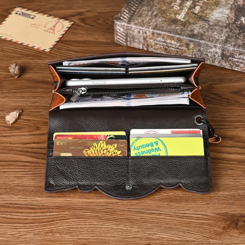 Women's Floral Long Three Folds Leather Wallet With Wrist Strap sold by FloralTrip product image thumbnail 4