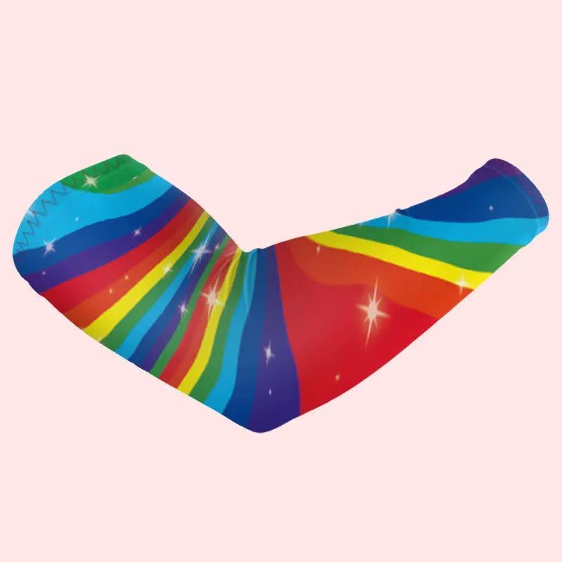 1 Pair Rainbow Striped Ice Cream Sun Protection Elastic Arm Sleeves sold by FloralTrip