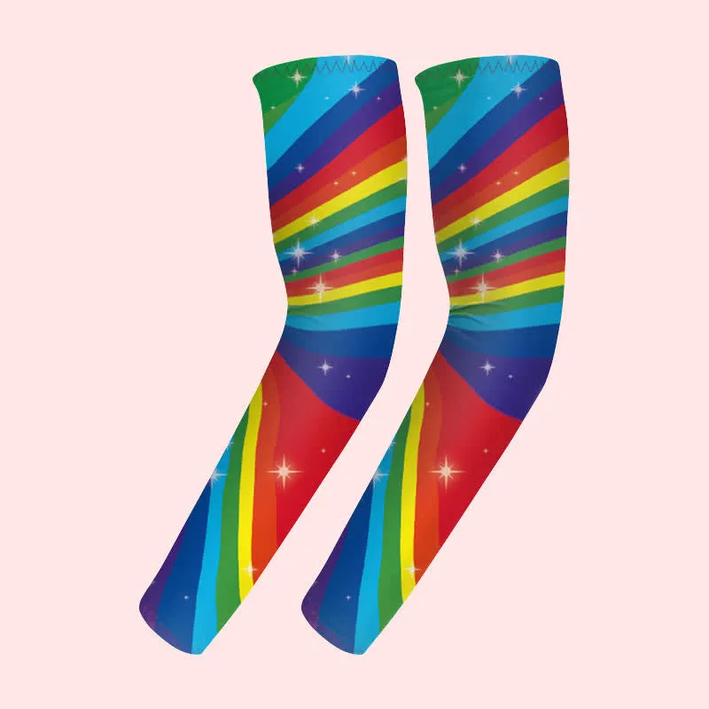 1 Pair Rainbow Striped Ice Cream Sun Protection Elastic Arm Sleeves sold by FloralTrip product image thumbnail 3