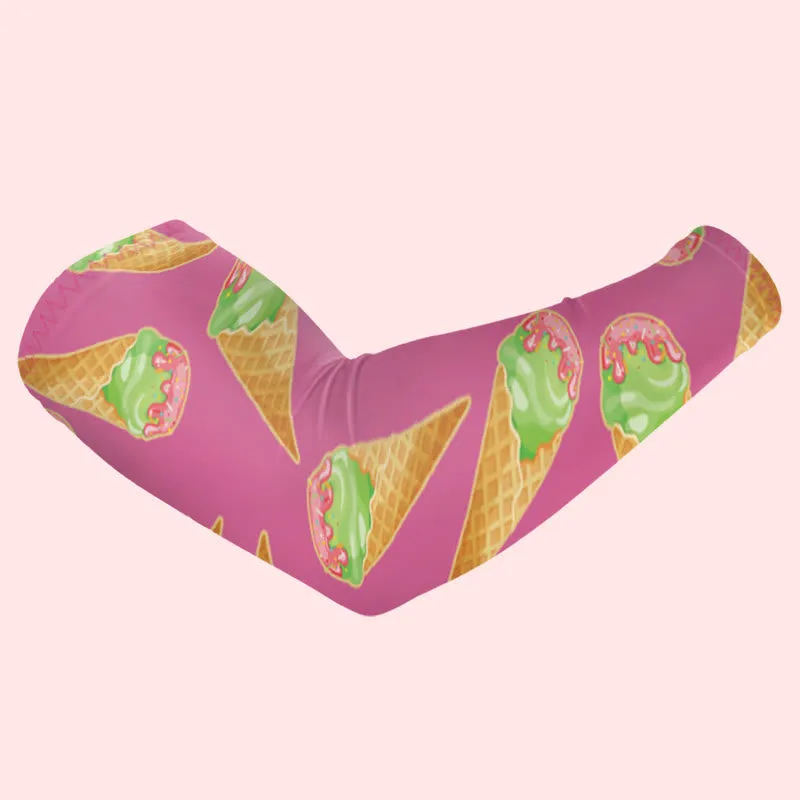 1 Pair Green & Pink Ice Cream Sun Protection Elastic Arm Sleeves sold by FloralTrip