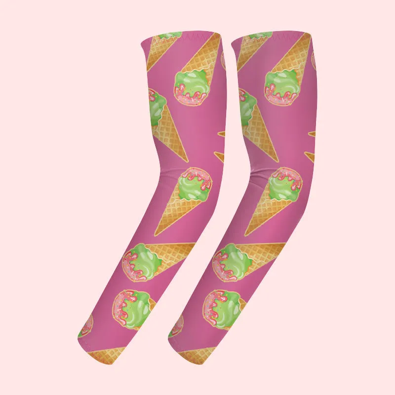 1 Pair Green & Pink Ice Cream Sun Protection Elastic Arm Sleeves sold by FloralTrip product image thumbnail 2