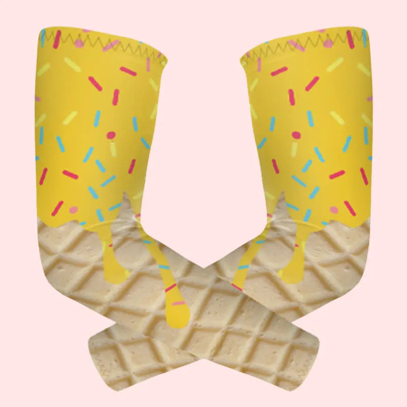 1 Pair Yellow Ice Cream Sun Protection Elastic Arm Sleeves sold by FloralTrip product image thumbnail 2