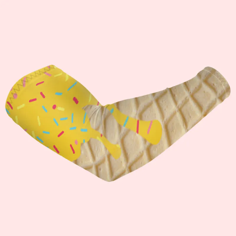 1 Pair Yellow Ice Cream Sun Protection Elastic Arm Sleeves sold by FloralTrip