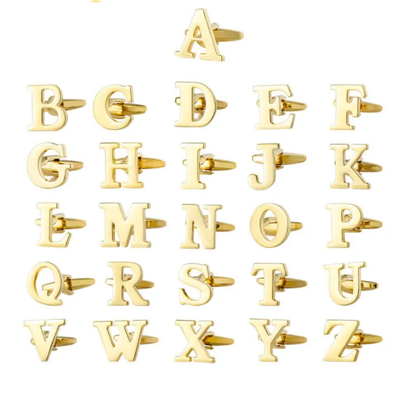 1 Pair Men's Gold Plated Initial Letter 26 Alphabet Cufflinks sold by FloralTrip product image thumbnail 2