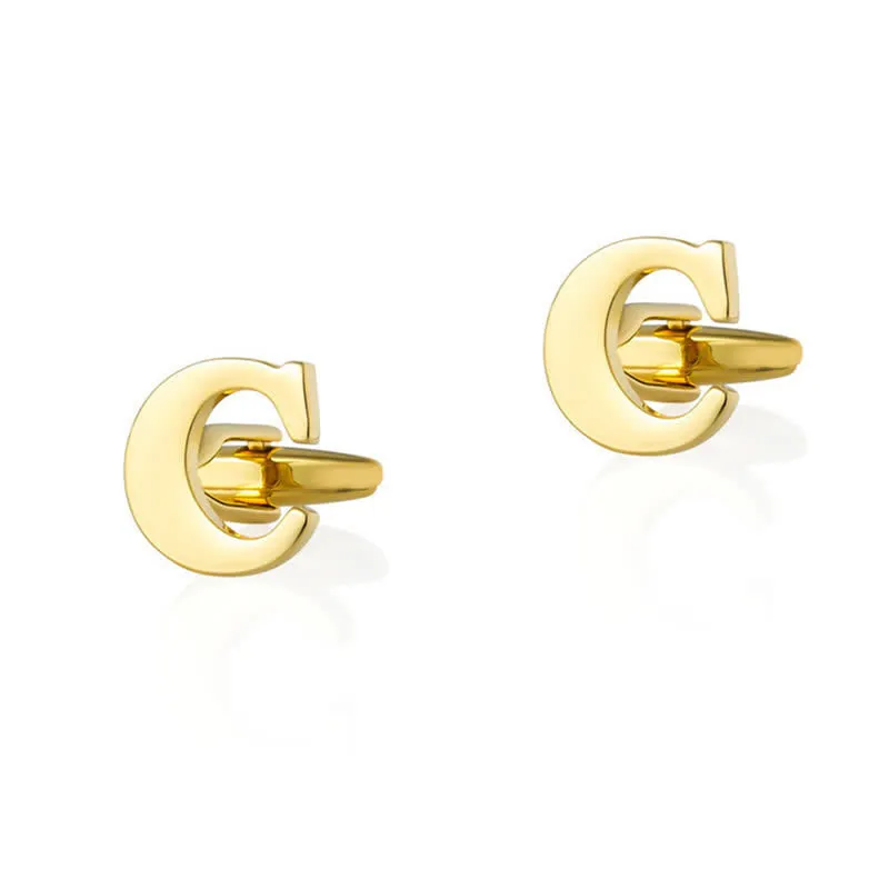 1 Pair Men's Gold Plated Initial Letter 26 Alphabet Cufflinks sold by FloralTrip product image thumbnail 4