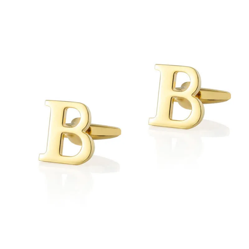 1 Pair Men's Gold Plated Initial Letter 26 Alphabet Cufflinks sold by FloralTrip product image thumbnail 3