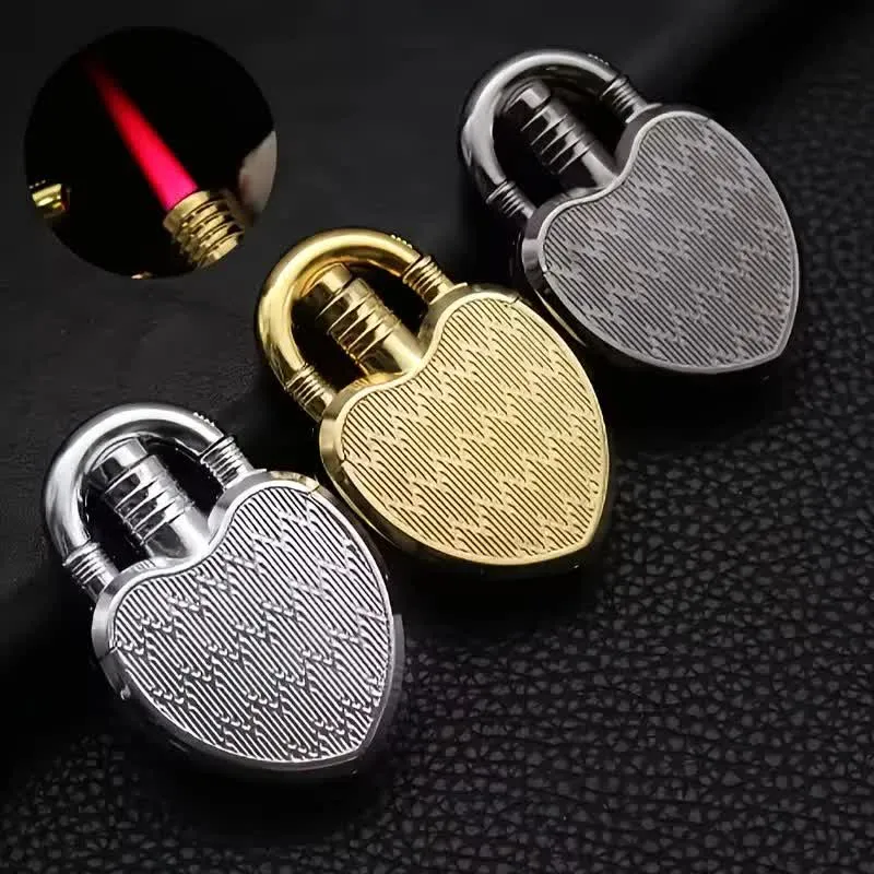 Heart & Lock Shape Jet Single Flame Refillable Butane Lighter sold by FloralTrip